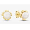 9ct Yellow Gold Pearl Flower Stud : Burrells.co.uk