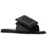 Black Leather Puffy Slippers : Fashdes.com