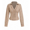 Cotton-blend Plaid V-neck Cinched Waist Lettuce ; Cider Shop