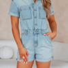 Dylan Hidden Denim Romper : Wild Oak Boutique