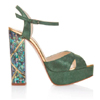 Green Sandal Block Pearl Heels | Freya Rose