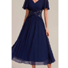 Lace Trim Chiffon Midi Dress with Ruffle Sleeves - Ever PrettyLace Trim Chiffon Midi Dress with Ruffle Sleeves - Ever Pretty