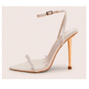 Legacy White Barely There Pointed Toe Gold Stiletto Heels | Publicdesire.com
