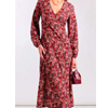 Red Floral Printed Long Sleeve Midi Dress ; Needs No Label