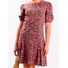 Red Floral Puff Sleeve Mini Dress - Needs No Label