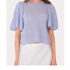 Shaker Flare Sleeve Crew in Blue Blossom | Autumn Cashmere