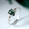 S925 Silver Ring with Moss Green Agate : Scontipazzi