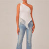 Asymmetry Fringe Knit Shirt | Ador