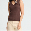 Brown Ribbed V-Neck Sleeveless : Polo Club