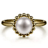 Gold Pearl Ring With Bujukan Beaded Halo | Gabrielny