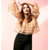 Velvet Dotted Chantilly Lace Ruffle Top | Loft