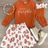 Cutest Pumpkin Burnt Orange Skirt Set : Sparkle In Pink