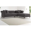 Dark Grey Velvet Right Facing Chaise Sofa - Oak And More