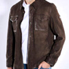 Leather Jacket In Shirt Design Dark Brown : Engbers
