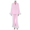 Fitting Feather Stitching Long Sleeved Trousers Pajamas : Rainbowsis.com