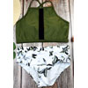 High Neck Crop Two Piece Bikini Set - Bikinies.com