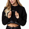 Logo Band Cropped Hoodie Black : Closurelondon.com