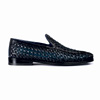Men's Blue Woven Leather Loafer | ArmoShoes