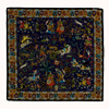 Navy Mughal Print Wool-Silk Pocket Square : Drakes