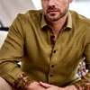 Ultimate Organic Linen Shirt In Olive Green : MotionManoeuvre