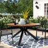 Outdoor Dining Table With Round Teak Top | Peakhomefurnishings.com