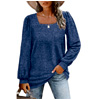 Squared Neck Plain Long Sleeve Shirt : Shelia.co.uk