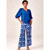 Printed Ruched Waist Straight Leg Pants : Ador.com