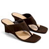 Aurelia Thong Wedges Chocolate Brown Suede : Siren Shoes
