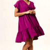 V Neck Tiered Mini Smock Dress : Gini London