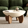 Curva Round Concrete Walnut Coffee Table : Homary.com