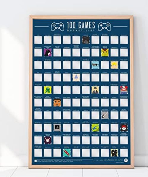 100 Video Games Bucket List Scratch Poster