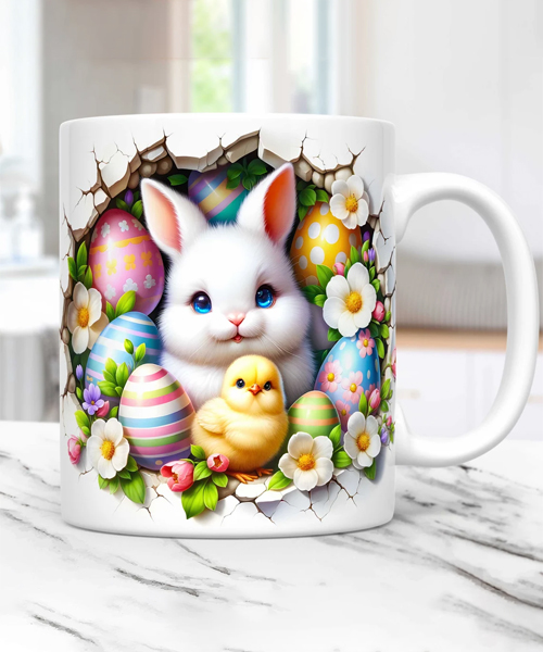 3D Rabbit Easter Mug Wrap