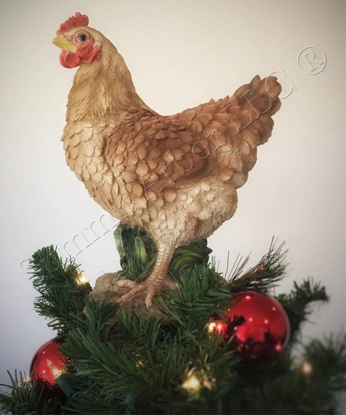 Buffed Standing Hen Unique Christmas Tree Topper
