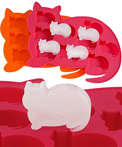 Cat Shaped Silicone Ice Cube Molds and Tray.