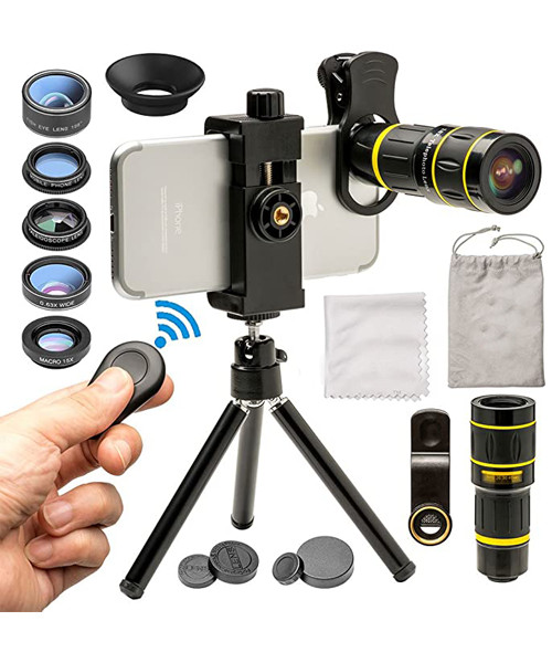 Godefa Cell Phone Camera Lens with Tripod +  Shutter Remote