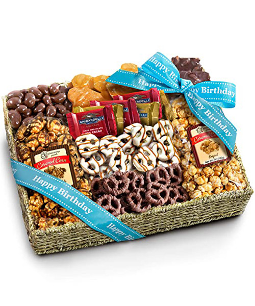 Happy Birthday Chocolate Caramel and Crunch Grand Gift Basket