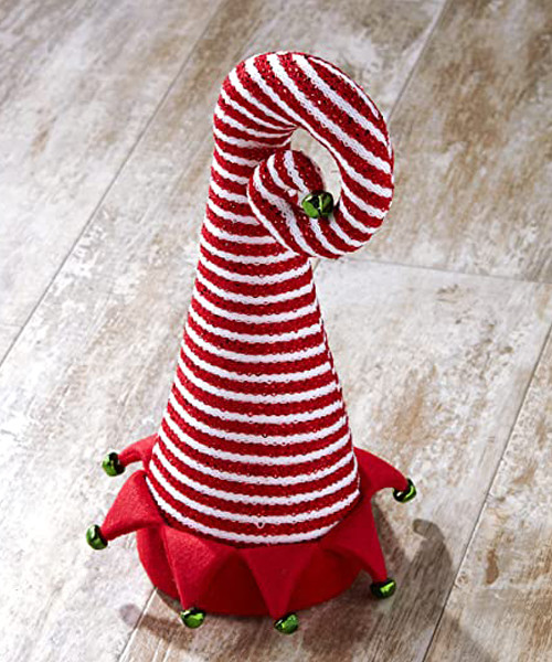Striped Elf Top Hat Christmas Tree Topper Ornament.