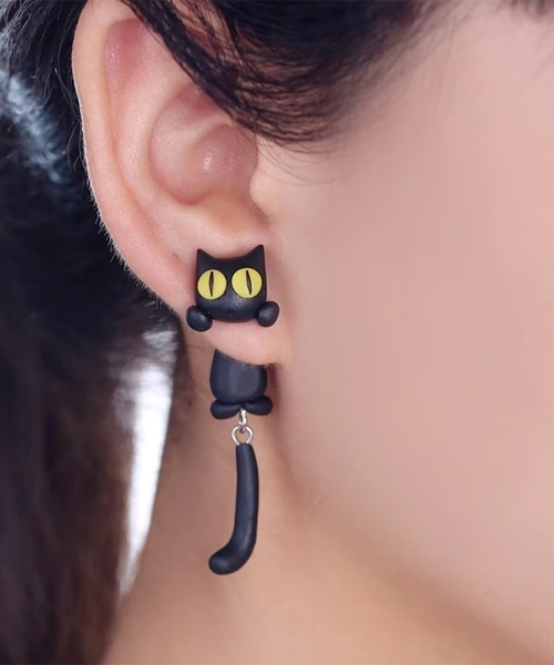 Black Cat Stud Earring