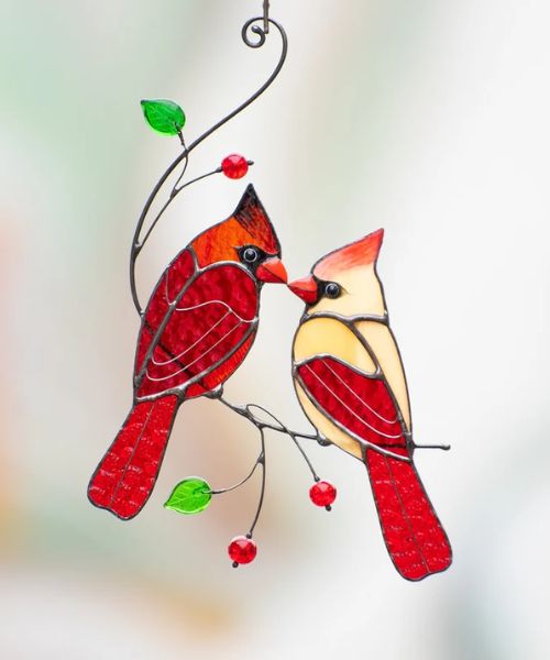 Cardinal Stained Glass Window Hangings