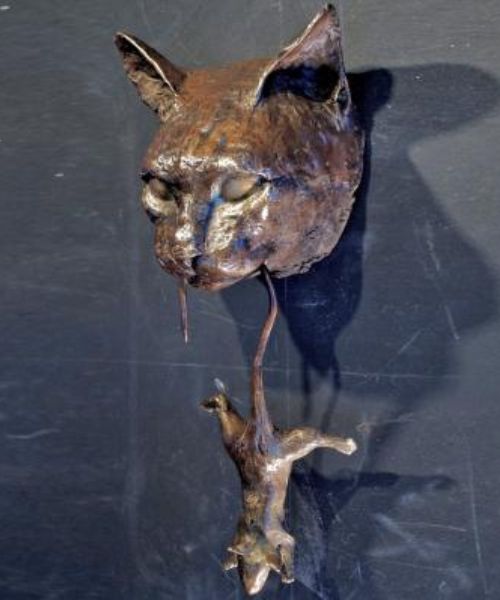 Cat and Mouse Bronze Door Knocker