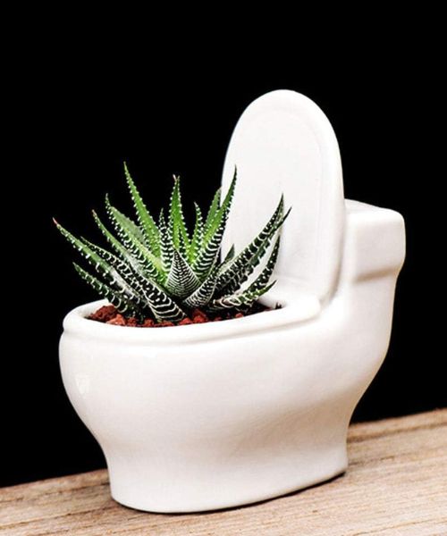 Ceramic White Toilet Plant Pot