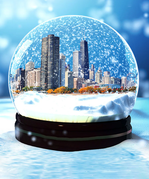 Chicago Snow Globe Photo Backdrop