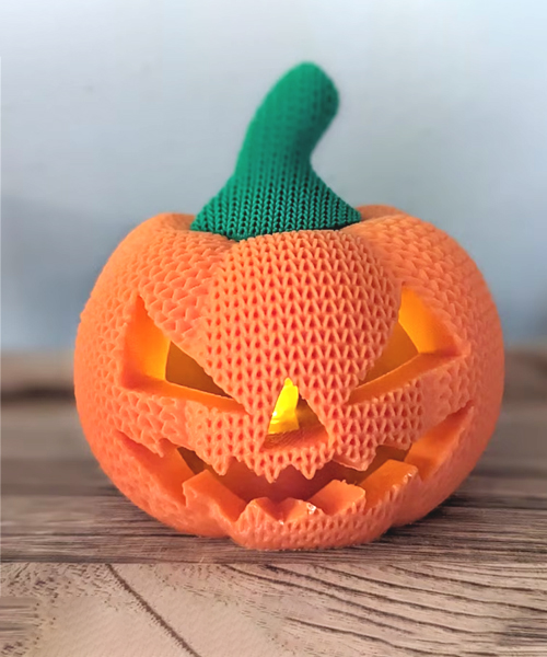 Crocheted Jack-O-Lantern With LED Candle