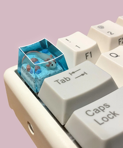 Cute Axolotl Resin Keycap