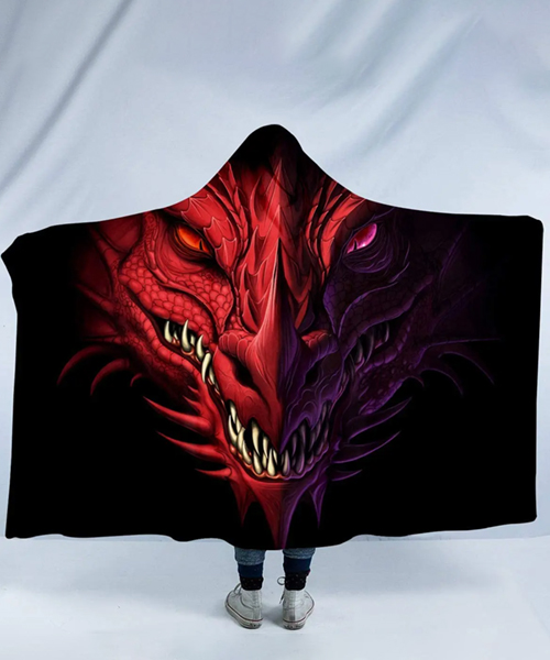 Dragon Fantasy Purple Hoodie Blanket