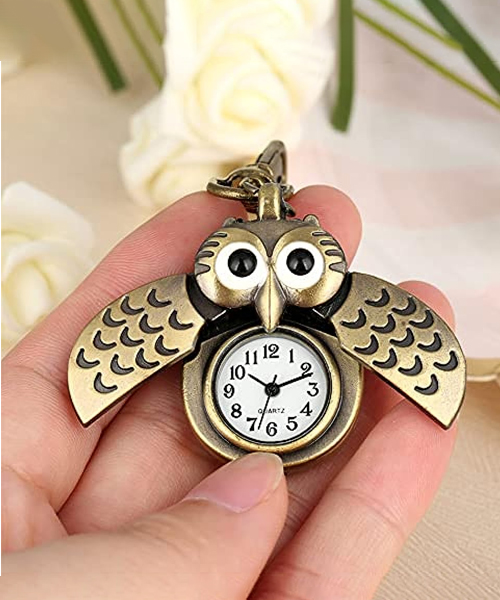 Flip Open Owl Keychain Watch