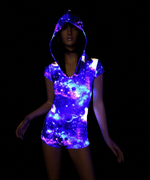 Glow Galaxy Hoodie Romper