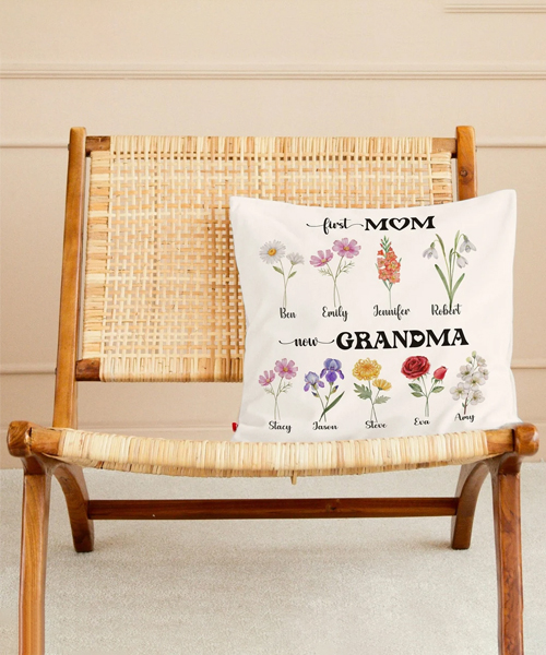 Grandma's Garden Birth Flower Pillow