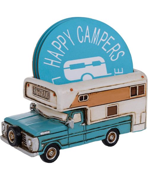 Happy Camper Car Coaster Set