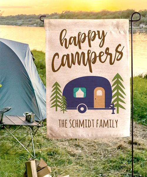 Happy Campers Personalized Camping Flag